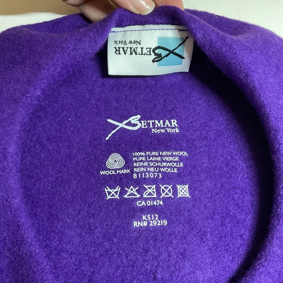 Vintage Betmar New York Pure New Wool Hat French Beret - Purple - Picture 4 of 5